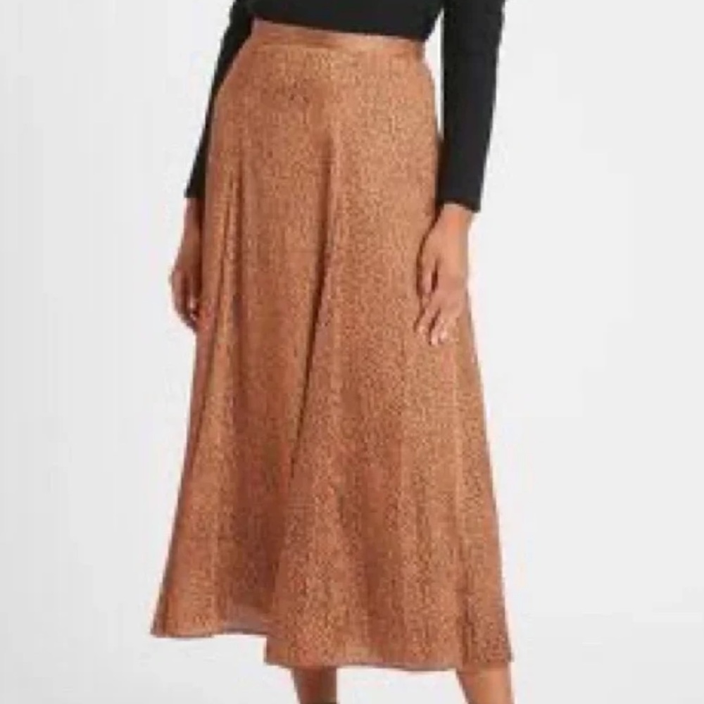 NWT banana Republic jacquard printed hi rise midi skirt brown 8